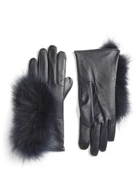 Navy Leather Gloves