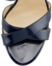 Jimmy Choo Louise Crisscross Patent Leather Sandal Navy