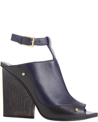 Maiyet Plated Heel T Strap Sandals Blue