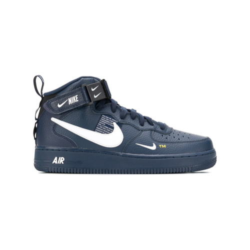 nike air force 1 mid utility black half blue