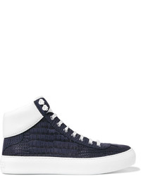 Jimmy Choo Argyle Croc Effect Leather High Top Sneakers