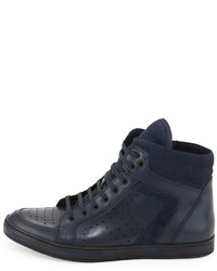 Kenneth Cole Big Brand Leather High Top Sneaker Navy