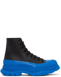 Alexander McQueen Black Blue Tread Slick High Sneakers