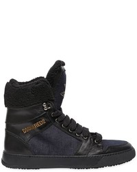DSQUARED2 Denim Leather High Top Sneakers