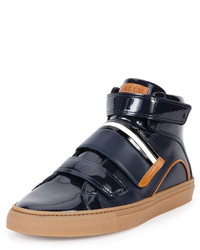 Bally Herick Leather High Top Sneakers Navy