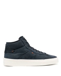 Santoni Lace Up Leather High Top Sneakers