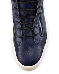 Giuseppe Zanotti Leather High Top Sneaker Blue
