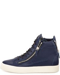 Giuseppe Zanotti Leather High Top Sneaker Blue
