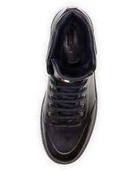 Stefano Ricci Leather High Top Sneaker Navy