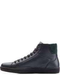 Brioni Leather High Top Sneakers