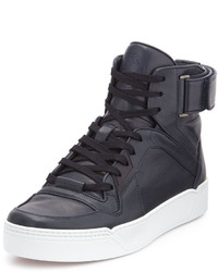 Gucci New Basketball Leather High Top Sneaker Navy