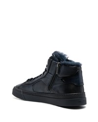 Santoni Panelled High Top Leather Sneakers