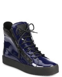 Giuseppe Zanotti Patent Double Zip High Top Sneakers