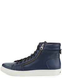 Andrew Marc Remsen Leather High Top Sneaker Nightscapeblackwhite
