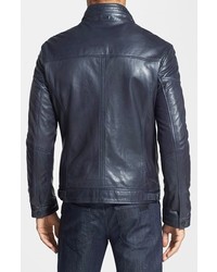 hugo boss navy leather jacket