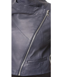 Yigal Azrouel Cropped Short Sleeve Leather Jacket