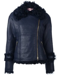 Lanvin Leather Fur Trim Jacket