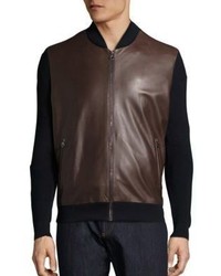 Salvatore Ferragamo Leather Wool Blend Jacket