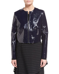 Diane von Furstenberg Tailored Zip Front Lamb Leather Jacket