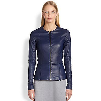 The Row Anasta Bonded Leather Jacket Imperial Blue 2 790 Saks