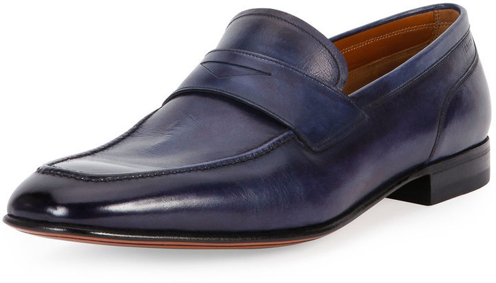 bally blue loafers