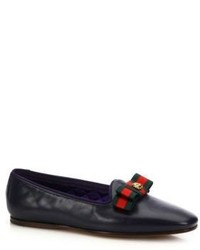 Gucci Gallipoli Grosgrain Bow Leather Loafers