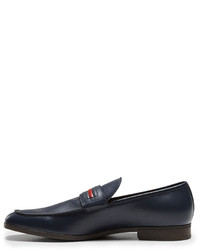 Gucci Leather Signature Web Loafer Navy