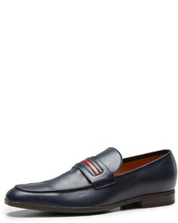 Gucci Leather Signature Web Loafer Navy
