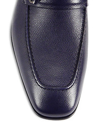 Salvatore Ferragamo Manuel Pebbled Leather Loafers