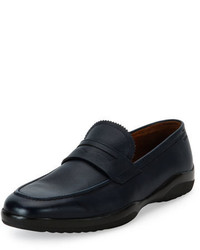 Bally Micson Textured Leather Penny Loafer Blueblack