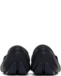 Ferragamo Navy Front 4 Loafers
