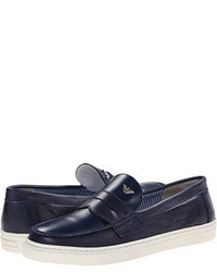 Armani Junior Slip On Leather Dress Shoe In Navy Boys Shoes