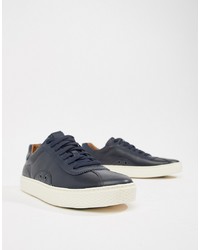 Polo Ralph Lauren Court 100 Lux Leather Trainers In Navy