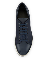 Giorgio Armani Davis Nylon Leather Low Top Sneaker Blue