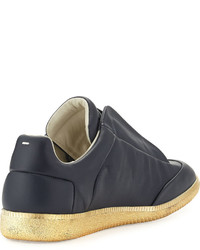 Maison Margiela Future Leather Low Top Sneaker With Golden Sole