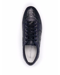 Salvatore Ferragamo Gancini Embossed Leather Sneakers