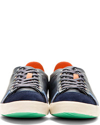 Paul Smith Jeans Navy Leather Suede Sneakers