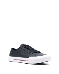 Tommy Hilfiger Logo Embroidered Low Top Leather Sneakers