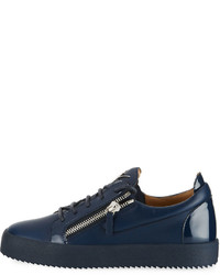 Giuseppe Zanotti London Double Zip Leather Low Top Sneaker