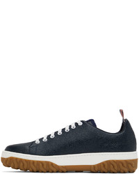 Thom Browne Navy Cable Knit Court Low Top Sneakers