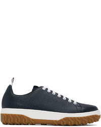 Thom Browne Navy Cable Knit Court Low Top Sneakers