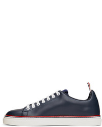 Thom Browne Navy Calfskin Tennis Sneakers