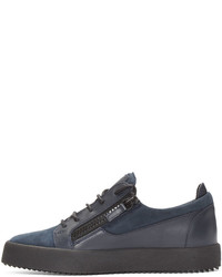 Giuseppe Zanotti Navy Leather Low Top London Sneakers