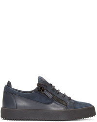 Giuseppe Zanotti Navy Leather Low Top London Sneakers