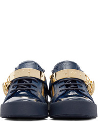 Giuseppe Zanotti Navy Patent Leather London Sneakers