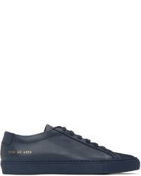 Common Projects Navy Saffiano Original Achilles Low Sneakers