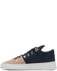Filling Pieces Navy Tan Perforated Sneakers