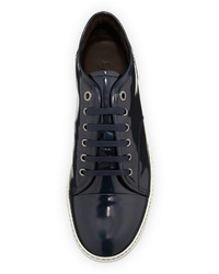 Lanvin Patent Leather Low Top Sneaker Navy