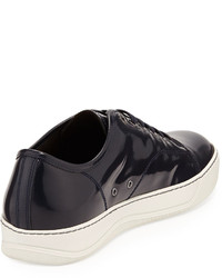 Lanvin Patent Leather Low Top Sneaker Navy