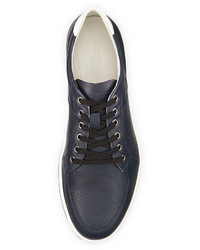 Giorgio Armani Perforated Leather Sneaker Navy
